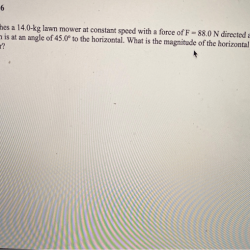 A person pushes a 14.0 kg lawn mower