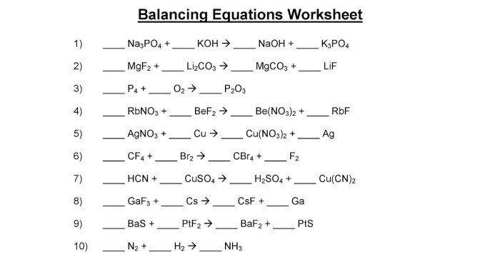 Challenge questions balance the equations below