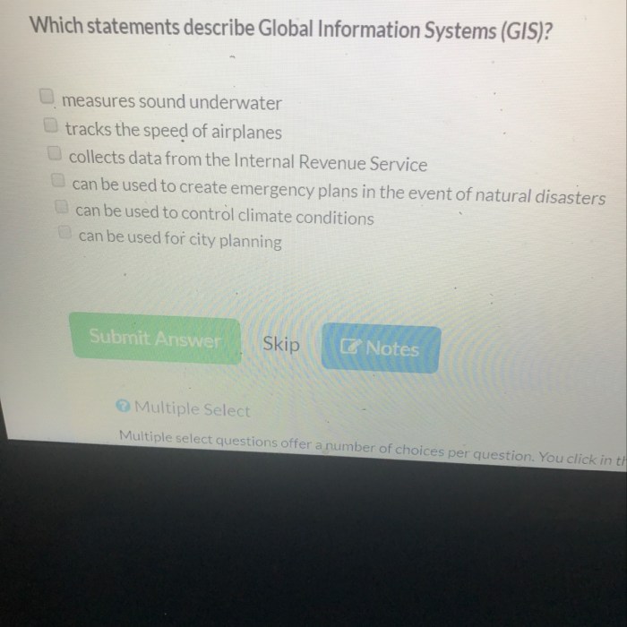 Which statements describe global information systems gis