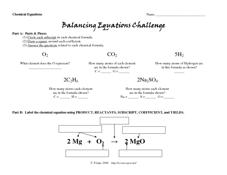 Challenge questions balance the equations below