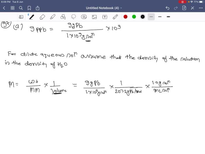 Calculate the molarity of lead in a 9.0 ppb solution
