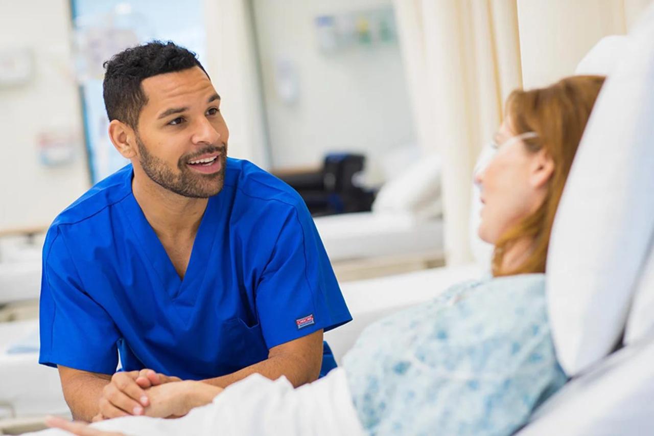 A nurse is performing a preoperative assessment on four clients